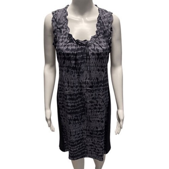 Banana Republic Silk‎ Blend Tie-Dye Sheath Dress Sleeveless Ruffle Trim Size S - Picture 1 of 9